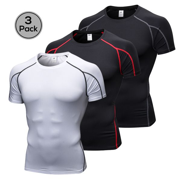 lixada pack of 3 quick dry compression men short sleeve t-shirts running shirt fitness tight tennis soccer jersey gym sportswear, Black;red
lixada pack of 3 quick dry compression men short sleeve t-shirts running shirt fitness tight tennis soccer jersey gym sportswear, Black;red