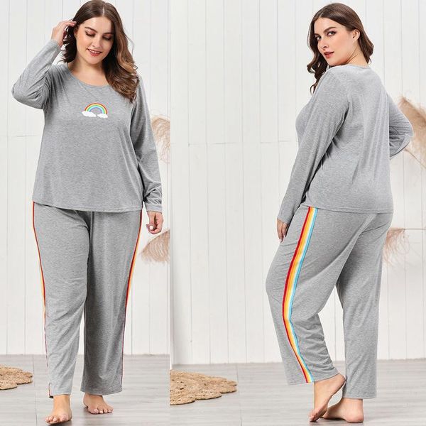 stripe gray color two piece pants sleepwear crew neck long sleeve home sets plus size women pajama sets rainbow, Black;red
stripe gray color two piece pants sleepwear crew neck long sleeve home sets plus size women pajama sets rainbow, Black;red