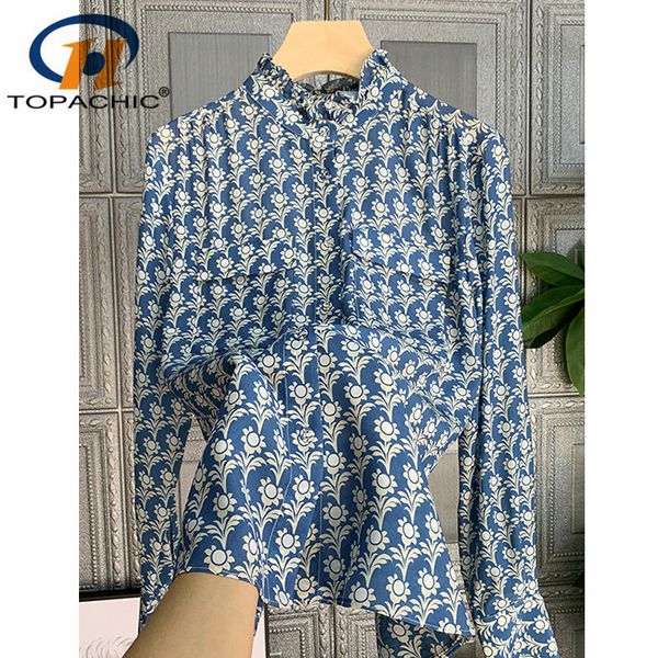 12.16 fashion new women silk shirt temperament ruffled collar print elegant blouses, White
12.16 fashion new women silk shirt temperament ruffled collar print elegant blouses, White