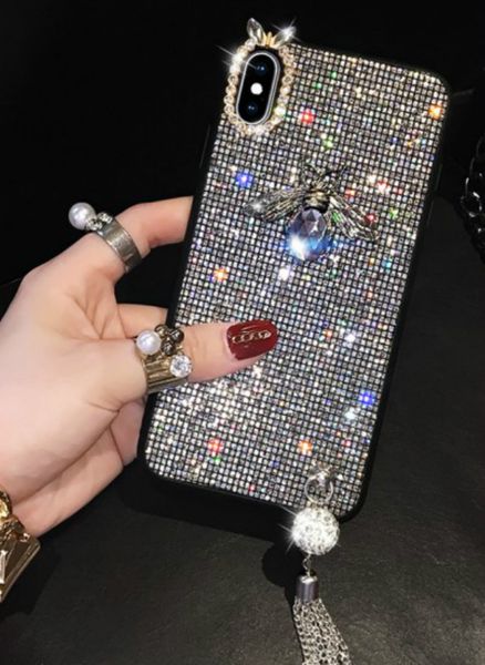 

new wholesale phone case designer for iphonex/xs xr xamax 6/6s 6p/6sp 7/8 7p/8p fashion case with sequin and tassel tpu protective phone cas