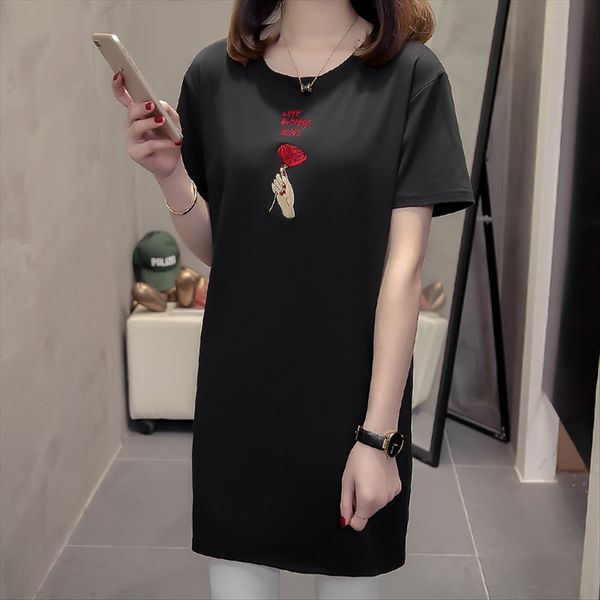 short-sleeved t-shirt women's loose medium and long style hip slim t-shirt embroidery embroidery embroidered women's fashion, White
short-sleeved t-shirt women's loose medium and long style hip slim t-shirt embroidery embroidery embroidered women's fashion, White