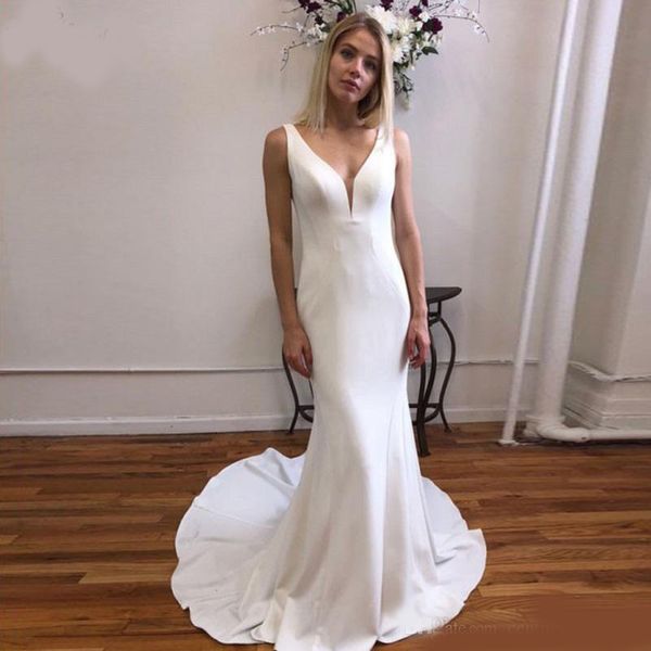 mermaid wedding dresses 2020 backless v-neck sweep train button simple trumpet bridal gowns vestido de noiva cheap, White
mermaid wedding dresses 2020 backless v-neck sweep train button simple trumpet bridal gowns vestido de noiva cheap, White