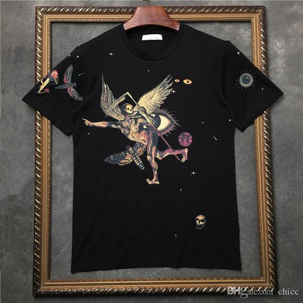 18ss europe paris fashion underworld print brand demon skull print мужская одежда женщины мужчины футболки мужская одежда письмо с коротким, White;black