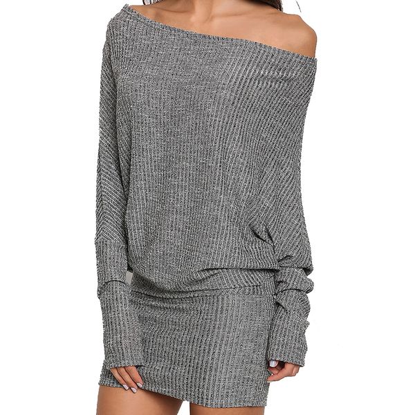 fadzeco autumn and winter new word collar slim bat sleeves hip dress, Black;gray
fadzeco autumn and winter new word collar slim bat sleeves hip dress, Black;gray