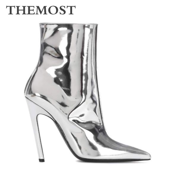 metallic women's ankle boots autumn and winter fashion super high with silver pointed female booties plus size, Black
metallic women's ankle boots autumn and winter fashion super high with silver pointed female booties plus size, Black
