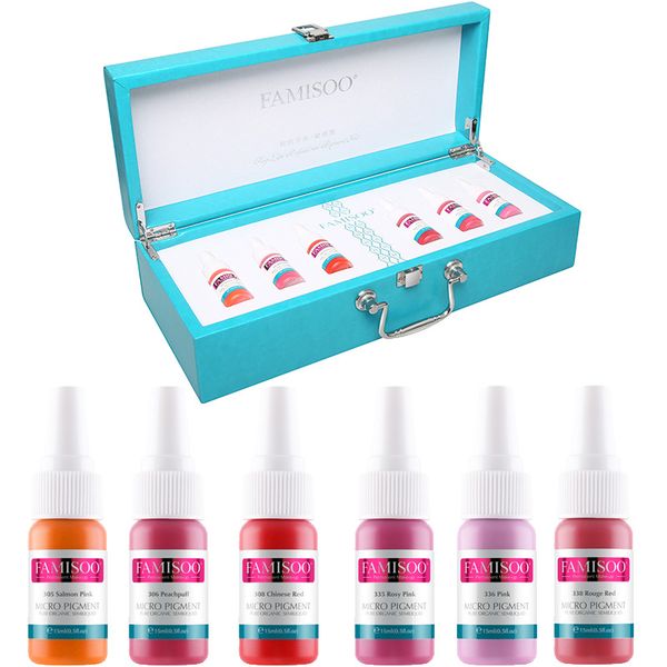 famisoo 6pcs lip permanent makeup tattoo ink brand micro pigment lasting long body tattoo art beauty tools cosmetic gift package
famisoo 6pcs lip permanent makeup tattoo ink brand micro pigment lasting long body tattoo art beauty tools cosmetic gift package