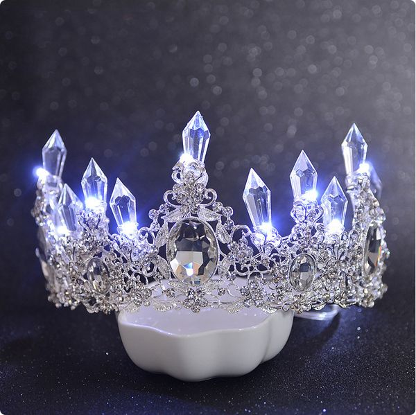 new shining glowing tiaras white blue lighting rhinestone wedding crown luxury princess diadem crown for bride hair accessories, Golden;white
new shining glowing tiaras white blue lighting rhinestone wedding crown luxury princess diadem crown for bride hair accessories, Golden;white