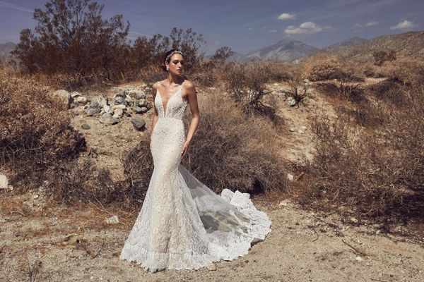 new deep v neck mermaid wedding dresses calla blanche spaghetti straps backless beach wedding dress lace applique vestido de noiva, White
new deep v neck mermaid wedding dresses calla blanche spaghetti straps backless beach wedding dress lace applique vestido de noiva, White