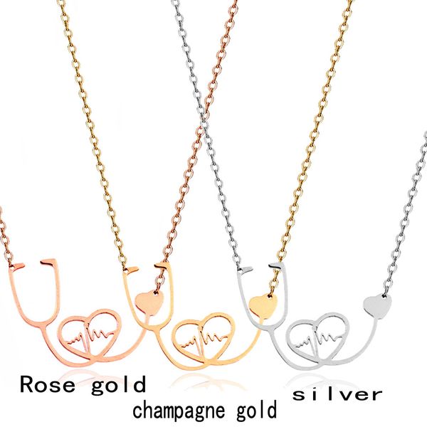 electrocardiogram stethoscope pendant necklace titanium steel tricolor stainless steel chain women's fashion accessories, Bronze;silver
electrocardiogram stethoscope pendant necklace titanium steel tricolor stainless steel chain women's fashion accessories, Bronze;silver