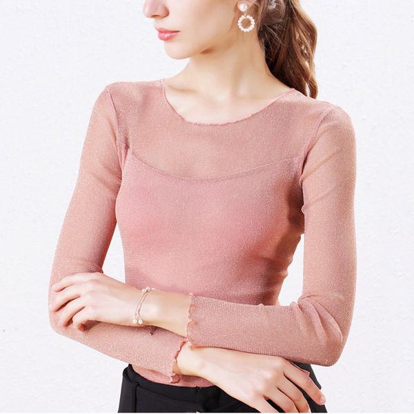 new round neck gold and silver silk yarn bottoming shirt fashion wild t-shirt women, White
new round neck gold and silver silk yarn bottoming shirt fashion wild t-shirt women, White