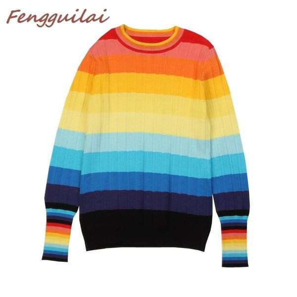 women's sweaters winter rainbow colorful stripe print women casual autumn fashion turtleneck knitwear loose pullovers jumper pull femme, White;black
women's sweaters winter rainbow colorful stripe print women casual autumn fashion turtleneck knitwear loose pullovers jumper pull femme, White;black