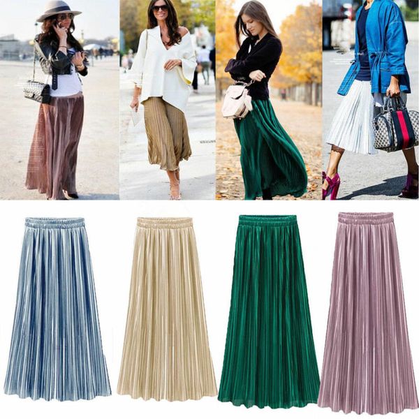 spring summer pleated skirt womens vintage high waist skirt solid long skirts new fashion metallic skirt female, Black
spring summer pleated skirt womens vintage high waist skirt solid long skirts new fashion metallic skirt female, Black