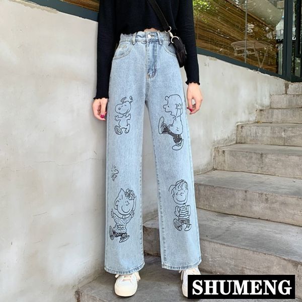 cartoon print jean women high waist jeans wide leg pant mom boyfriend straight denim long trousers mujer full-length denim pants, Blue
cartoon print jean women high waist jeans wide leg pant mom boyfriend straight denim long trousers mujer full-length denim pants, Blue