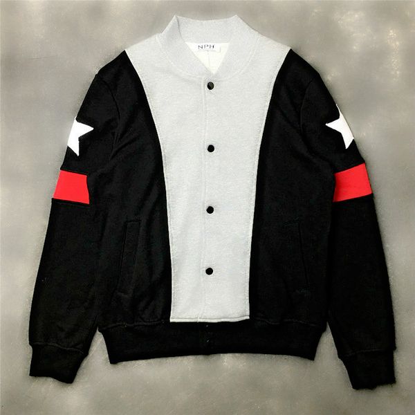 mens designer hoodies givh27 new fashion brand luxury embroidered white five-star patchwork jacket, Black 
mens designer hoodies givh27 new fashion brand luxury embroidered white five-star patchwork jacket, Black