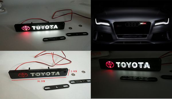 car front bumper grille auto emblem luminescent badge sticker for toyota led light