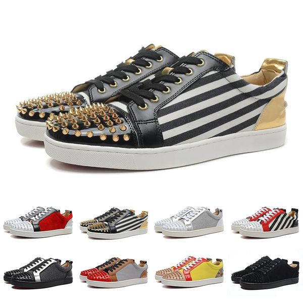 With Box 2019 Black White Stripes Men Women Designer Leather Shoes Fashion Spikes Flats Shoes Red Bottom Party Outdoor Casual Shoes
With Box 2019 Black White Stripes Men Women Designer Leather Shoes Fashion Spikes Flats Shoes Red Bottom Party Outdoor Casual Shoes