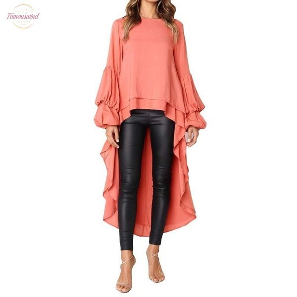 women lantern sleeve high low high neck blouse loose long sleeve blouse asymmetrical hem tunic casual shirt chiffon lady clothing, White
women lantern sleeve high low high neck blouse loose long sleeve blouse asymmetrical hem tunic casual shirt chiffon lady clothing, White