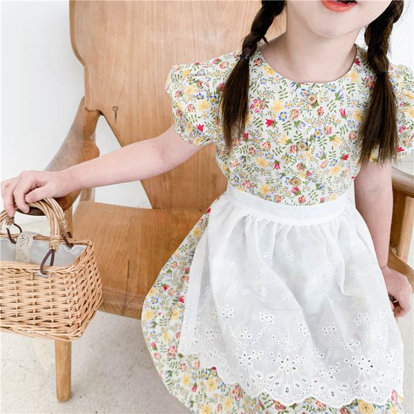 fashion new girl baby summer flower dress with white lace apron toddler kids princess birthday dresses suits children clothes, Red;yellow
fashion new girl baby summer flower dress with white lace apron toddler kids princess birthday dresses suits children clothes, Red;yellow