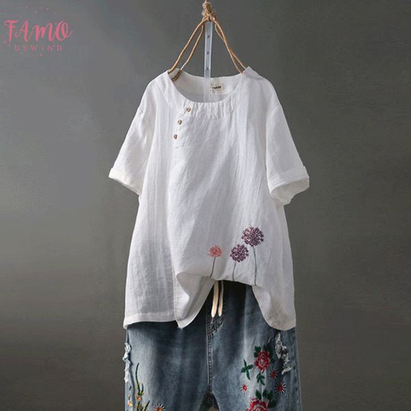embroidery flower blouse women boho clothing crew neck cotton and linen plus size o neck button casual shirt blusa feminina clothes, White
embroidery flower blouse women boho clothing crew neck cotton and linen plus size o neck button casual shirt blusa feminina clothes, White
