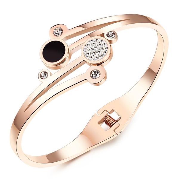 new trendy fashion luxury designer rose gold titanium steel diamond zircon geometric bangle bracelet for woman girls 17 cm, Black
new trendy fashion luxury designer rose gold titanium steel diamond zircon geometric bangle bracelet for woman girls 17 cm, Black