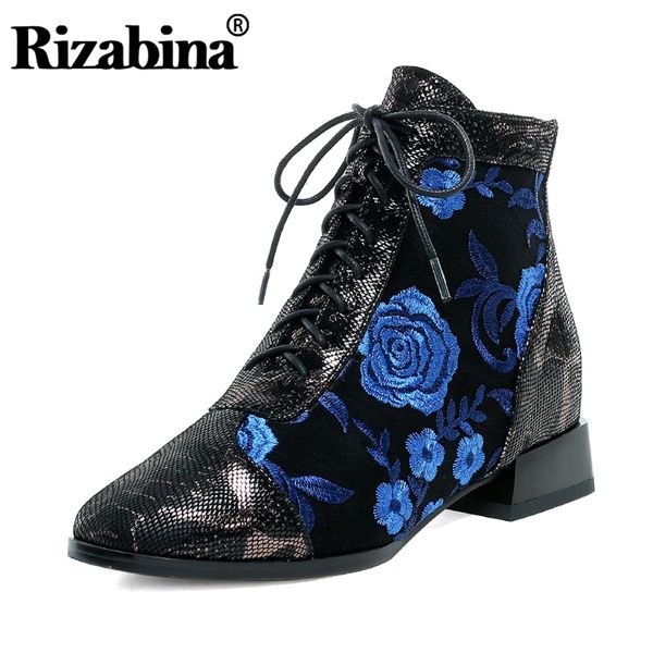 rizabina real leather women ankle boots flower print shoes women new fashion lace up warm office lady party footwear size 34-43, Black
rizabina real leather women ankle boots flower print shoes women new fashion lace up warm office lady party footwear size 34-43, Black