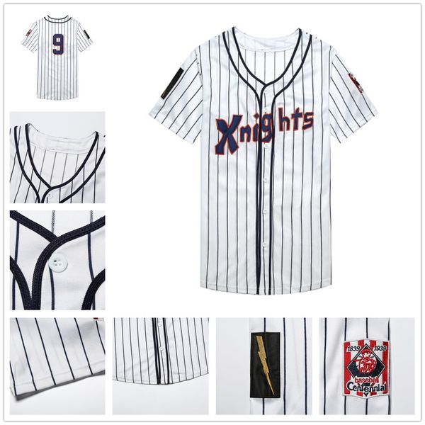 #9 roy hobbs new york knights the natural movie redford baseball jersey gray white pinstripes baseball jerseys, Black
#9 roy hobbs new york knights the natural movie redford baseball jersey gray white pinstripes baseball jerseys, Black