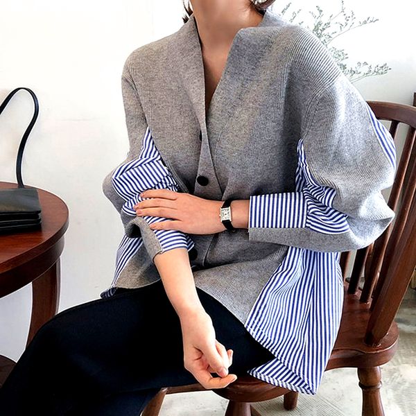 women's jackets fashion casual style patchwork knitted shirts women spring autumn long sleeve hit color shirt blouse female sl455, Black;brown
women's jackets fashion casual style patchwork knitted shirts women spring autumn long sleeve hit color shirt blouse female sl455, Black;brown