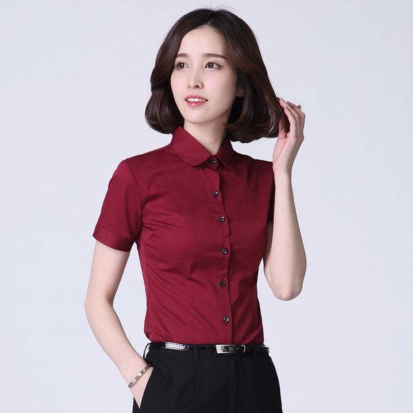 fashion womens short sleeve cotton shirt peter pan collar plus size female occupational bottoming women blouse, White
fashion womens short sleeve cotton shirt peter pan collar plus size female occupational bottoming women blouse, White