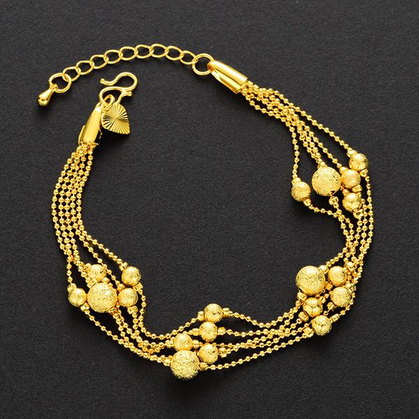 6-layer perfect beads bracelet 18k yellow gold filled womens wrist bracelet chain s easy clasp, Black
6-layer perfect beads bracelet 18k yellow gold filled womens wrist bracelet chain s easy clasp, Black