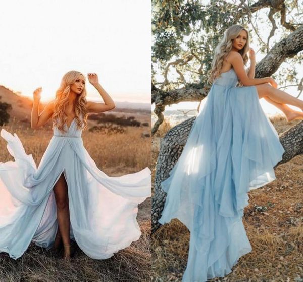 Sexy Boho Wedding Dresses 2019 Deep V Neck Spaghetti Straps Pleated Chiffon Front Split Backless Beach Bridal Dresses Wedding Gowns
Sexy Boho Wedding Dresses 2019 Deep V Neck Spaghetti Straps Pleated Chiffon Front Split Backless Beach Bridal Dresses Wedding Gowns
