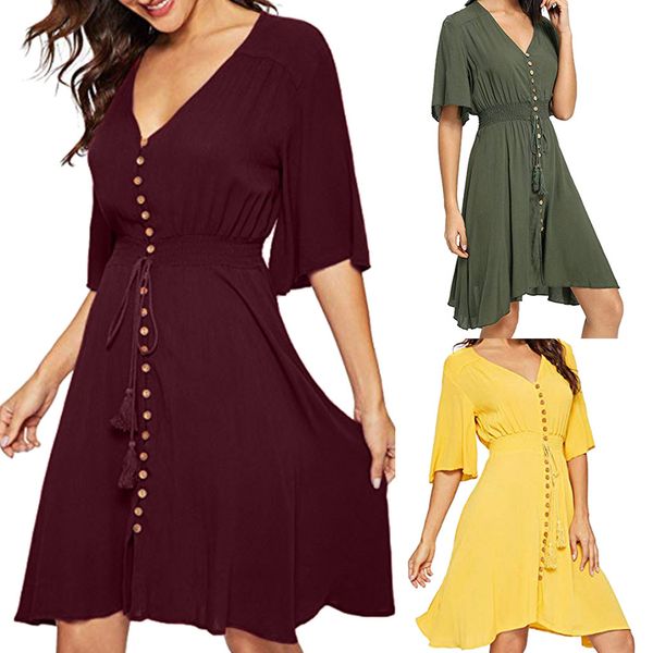 women summer dresses women's boho button up split floral print flowy party dresses female solid clothing, Black;gray
women summer dresses women's boho button up split floral print flowy party dresses female solid clothing, Black;gray
