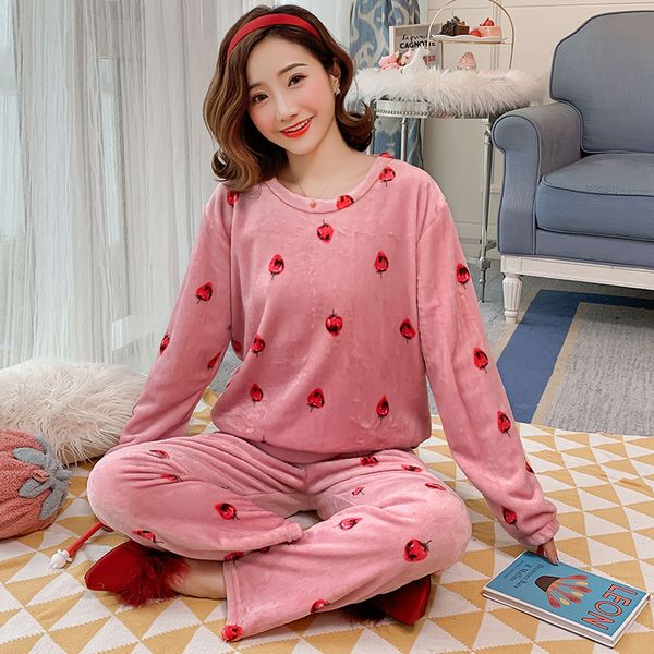2020 winter long sleeve thick warm print flannel pajama sets for women coral velvet sleepwear homewear pijama mujer home clothes, Black;red
2020 winter long sleeve thick warm print flannel pajama sets for women coral velvet sleepwear homewear pijama mujer home clothes, Black;red