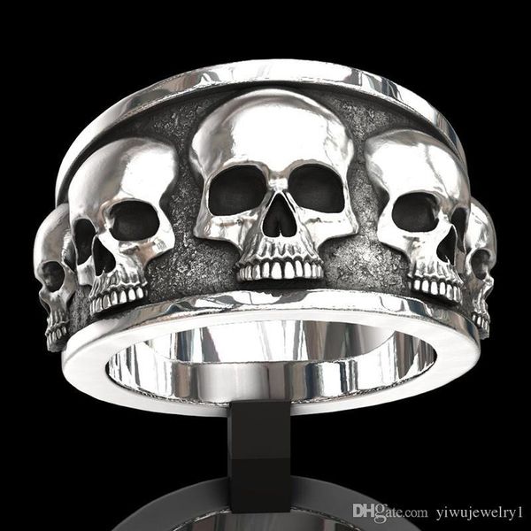 personality men's fashion stainless steel skull band ring hip hop punk gothic engagement jewelry rings size 6-13, Silver
personality men's fashion stainless steel skull band ring hip hop punk gothic engagement jewelry rings size 6-13, Silver