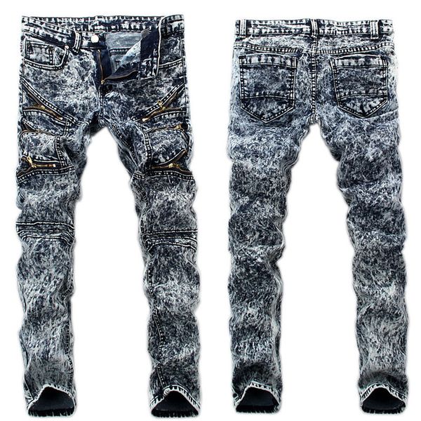 hip hop men stylish ripped jeans pants biker skinny slim straight snow wash zipper blue denim trousers
hip hop men stylish ripped jeans pants biker skinny slim straight snow wash zipper blue denim trousers