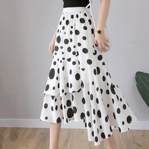 2020 polka dot printed chiffon summer skirt black white high waist long pleated irregular skirt a line casual party beach jurken
2020 polka dot printed chiffon summer skirt black white high waist long pleated irregular skirt a line casual party beach jurken