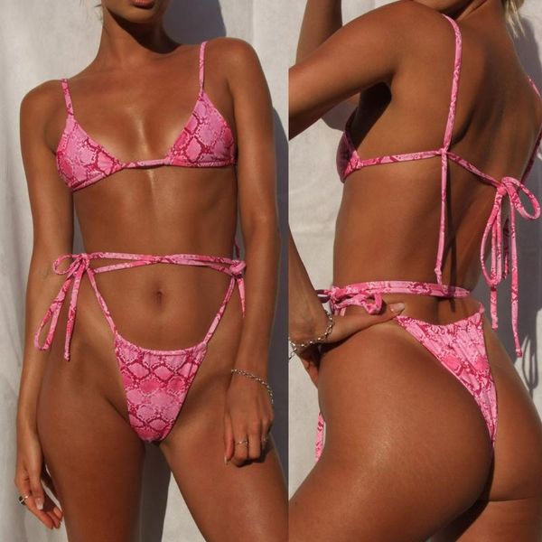 women's swimwear bikinis 2021 halter swimsuit women two-piece snake print backless bandage bikini set beachwear, White;black
women's swimwear bikinis 2021 halter swimsuit women two-piece snake print backless bandage bikini set beachwear, White;black