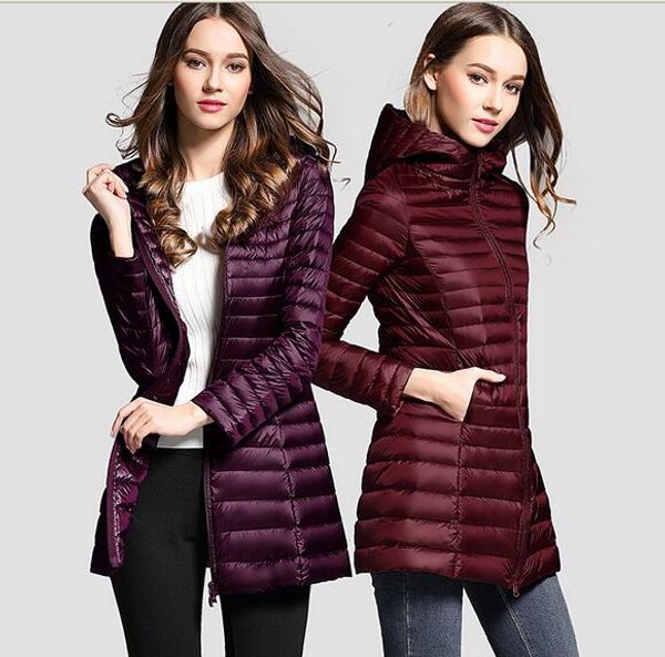 2018 new autumn and winter light down jacket women's long section large size hooded slim jacket, Black
2018 new autumn and winter light down jacket women's long section large size hooded slim jacket, Black