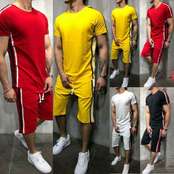 2pcs tracksuit set casual men's short sleeve gym sports suit jogging clothes drawstring shorts t-shirt sportswear sets, Gray
2pcs tracksuit set casual men's short sleeve gym sports suit jogging clothes drawstring shorts t-shirt sportswear sets, Gray