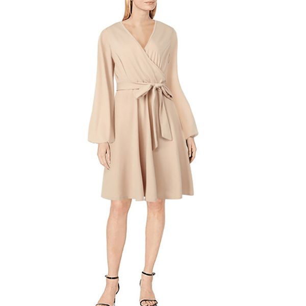 designer summer new womens solid color dress casual v neck long sleeve waist dress, Black;gray
designer summer new womens solid color dress casual v neck long sleeve waist dress, Black;gray