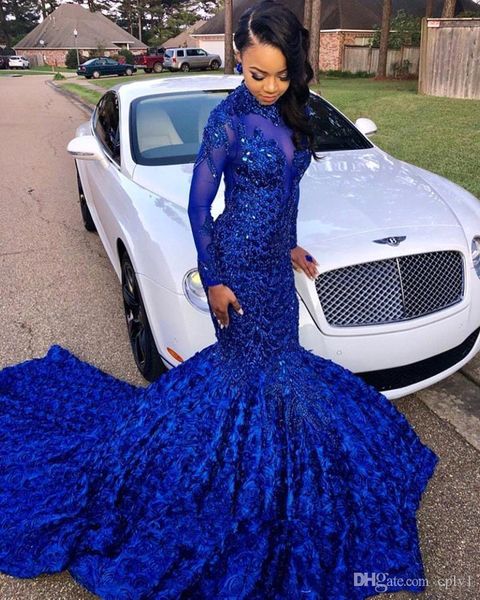 2019 black girls mermaid long prom dresses royal blue long sleeves 3d floral skirt lace applique beaded formal party evening gowns p028
2019 black girls mermaid long prom dresses royal blue long sleeves 3d floral skirt lace applique beaded formal party evening gowns p028