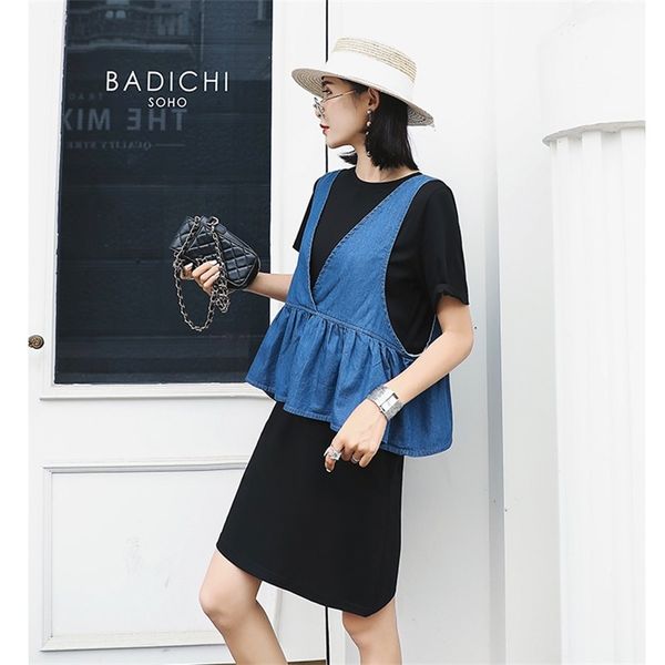 denim two piece set long loose plus size dress + v neck jeans tank personality vintage elegant casual women clothes 2piece set, White
denim two piece set long loose plus size dress + v neck jeans tank personality vintage elegant casual women clothes 2piece set, White