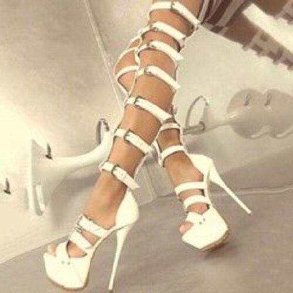 white buckle strap gladiator sandals boots women peep toe cut-out high platform stiletto heel over the knee boots shoes 2019, Black
white buckle strap gladiator sandals boots women peep toe cut-out high platform stiletto heel over the knee boots shoes 2019, Black