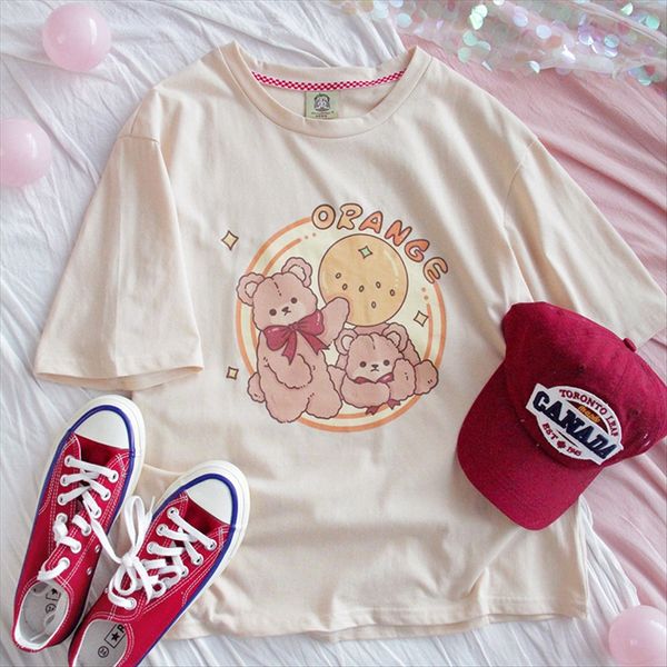 xiasen's t-shirt girl short t-shirt coat sleeve loose ins student harajuku cute little bear soft girl cotton top, White
xiasen's t-shirt girl short t-shirt coat sleeve loose ins student harajuku cute little bear soft girl cotton top, White