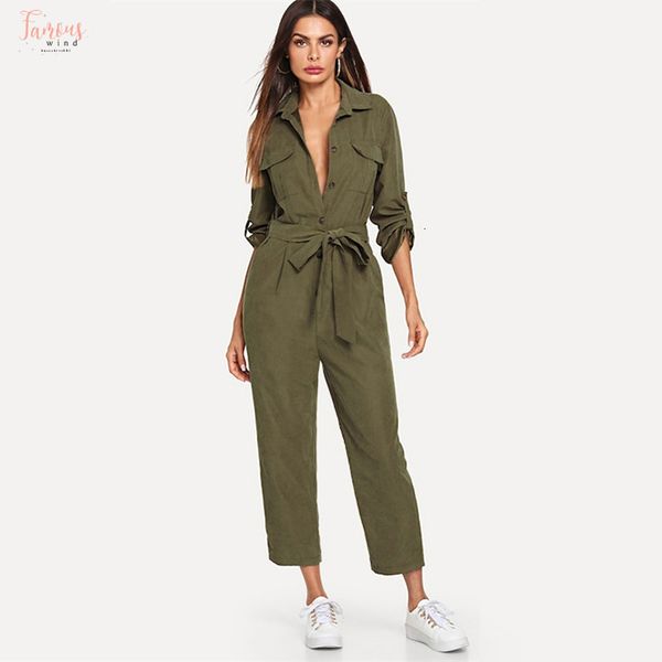 army 2019 button shirt jumpsuit women green roll up sleeve tapered jumpsuits mid waist belted tooling jumpsuit, Black;white
army 2019 button shirt jumpsuit women green roll up sleeve tapered jumpsuits mid waist belted tooling jumpsuit, Black;white