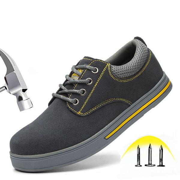 Male Steel Toe Cap Cow Suede Leather Work Safety Shoes Men's Breathable Anti-slip Puncture Proof Construction Industrial Shoes, Grey
Male Steel Toe Cap Cow Suede Leather Work Safety Shoes Men's Breathable Anti-slip Puncture Proof Construction Industrial Shoes, Grey