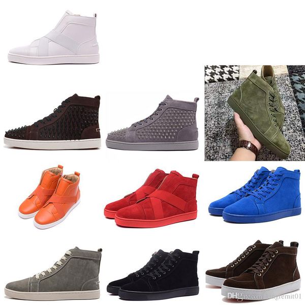 2019 new women casual shoes fashion high green suede brand mens boots red bottomsdesigner lace-up red bottom sneakers, Black
2019 new women casual shoes fashion high green suede brand mens boots red bottomsdesigner lace-up red bottom sneakers, Black