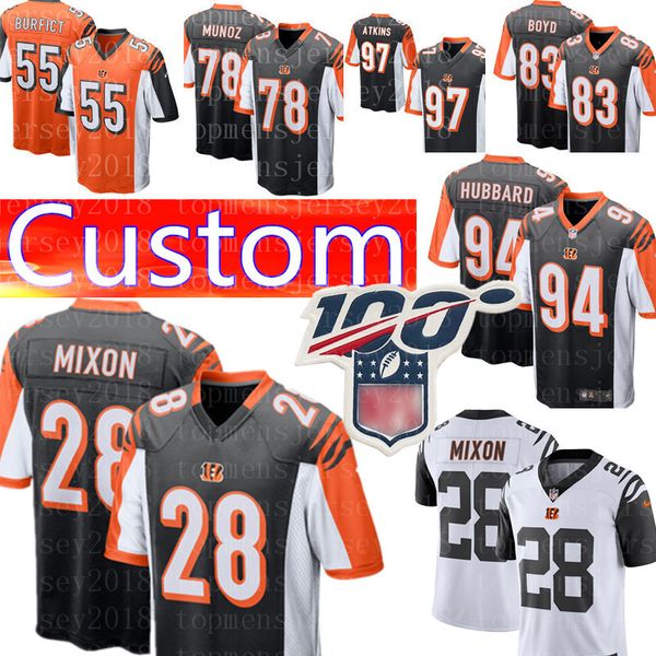 28 Joe Mixon Football Custom Cincinnati Bengal Jersey 94 Sam Hubbard 7 Boomer Esiason 83 Tyler Boyd 22 William Jackson 78 Anthony Munoz
28 Joe Mixon Football Custom Cincinnati Bengal Jersey 94 Sam Hubbard 7 Boomer Esiason 83 Tyler Boyd 22 William Jackson 78 Anthony Munoz
