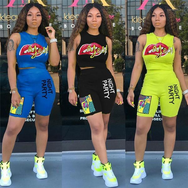 fashion letter lip printed crew neck tracksuits women biker shorts set new arrival women two piece outfits, Gray 
fashion letter lip printed crew neck tracksuits women biker shorts set new arrival women two piece outfits, Gray