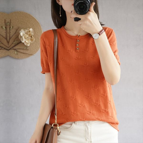2020 pure women's round collar button knitted short sleeve loose all-match coat cotton t-shirt button cotton t-shirt coat, White
2020 pure women's round collar button knitted short sleeve loose all-match coat cotton t-shirt button cotton t-shirt coat, White