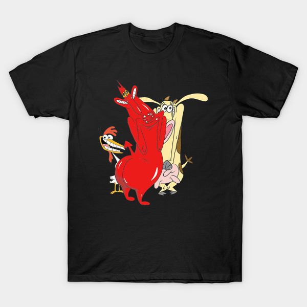 men t-shirt cow and chicken with red guy tshirt women t shirt, White;black